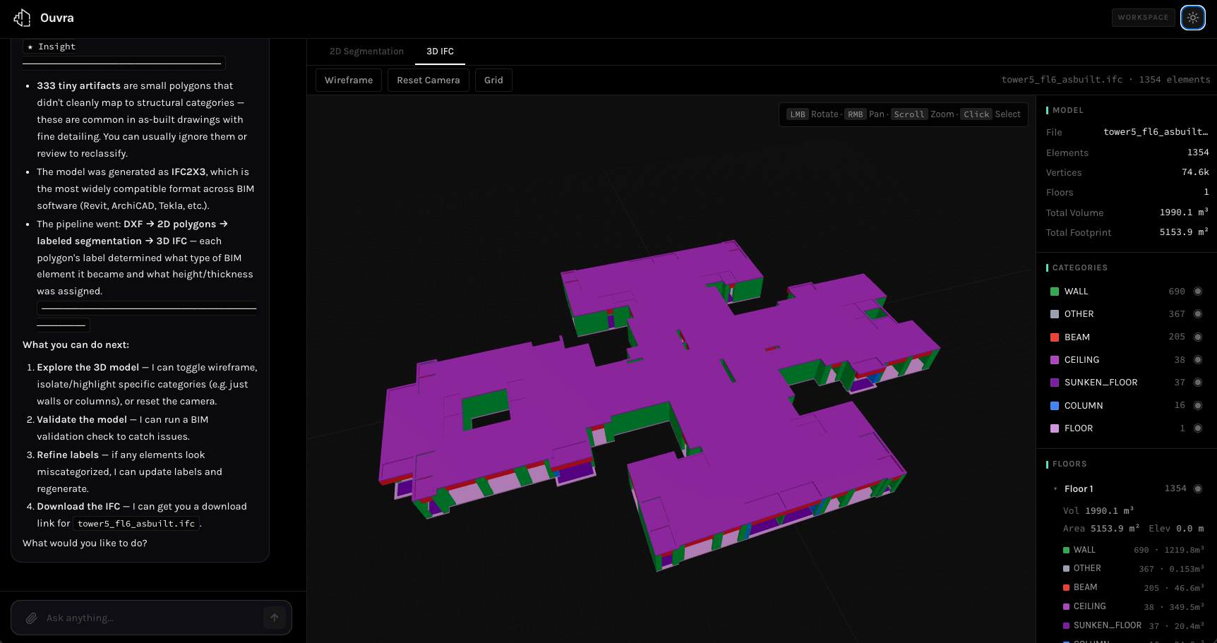 Exported 3D BIM model — standards-compliant, ready for Revit
